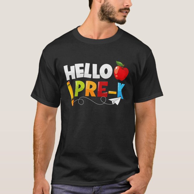 Camiseta Hello Pre k  Preschool Back To School Boys Girls K (Anverso)