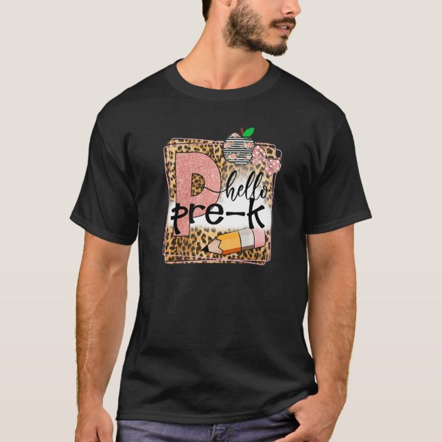 Camiseta Hello Pre K Preschool Leopard Team Pre K Back To S (Anverso)