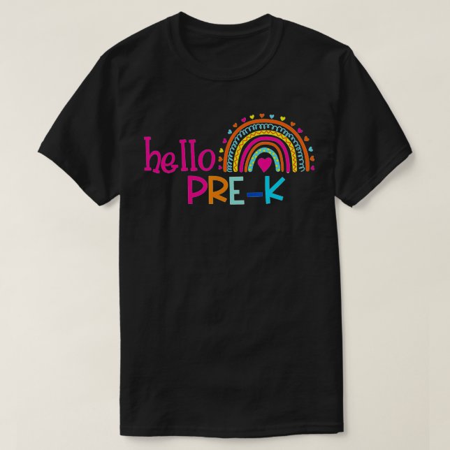 Camiseta Hello Pre K Rainbow Student Teacher Back To School (Diseño del anverso)