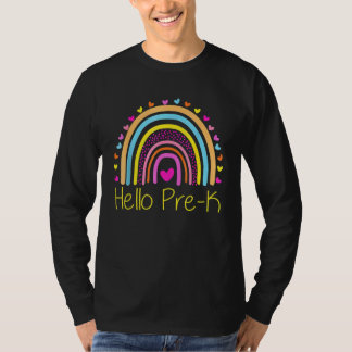 Camiseta Hello Pre K Rainbow Team Hello Preschool Rocks Squ