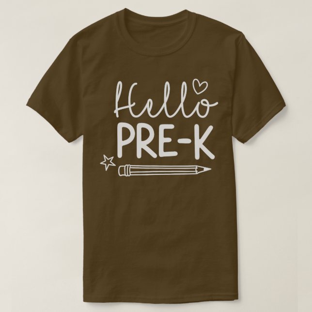 Camiseta Hello Pre K Teacher  (Diseño del anverso)