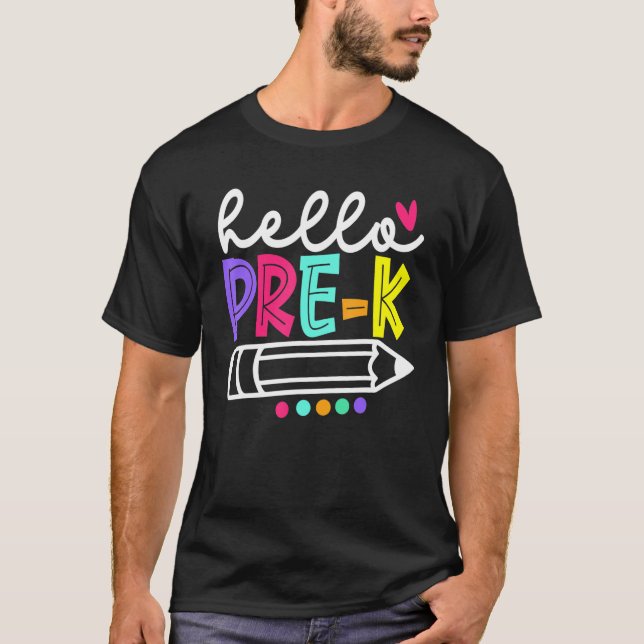 Camiseta Hello Pre K  Teacher Student Back To School (Anverso)