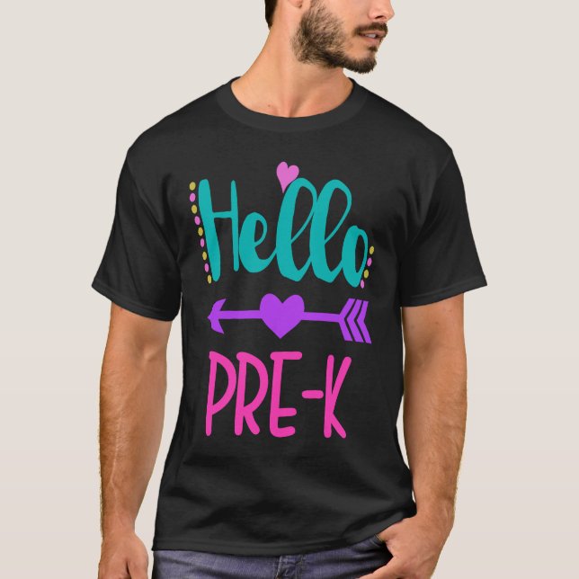 Camiseta Hello Pre K Teacher Student Teacher Little Girl (Anverso)