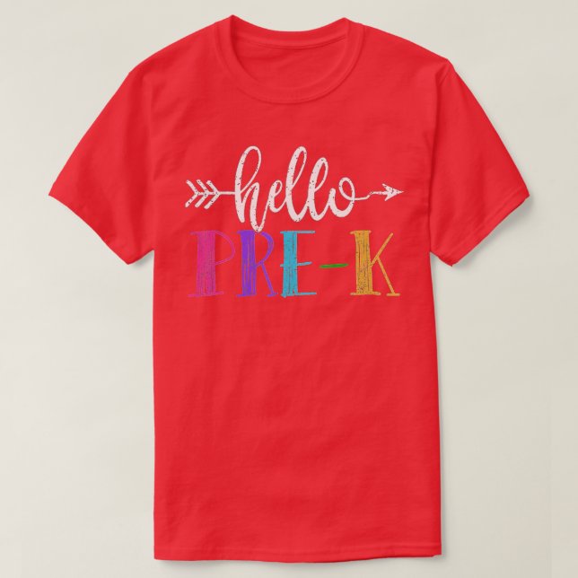 Camiseta Hello PreK  First Grade Gift Back To School  (Diseño del anverso)