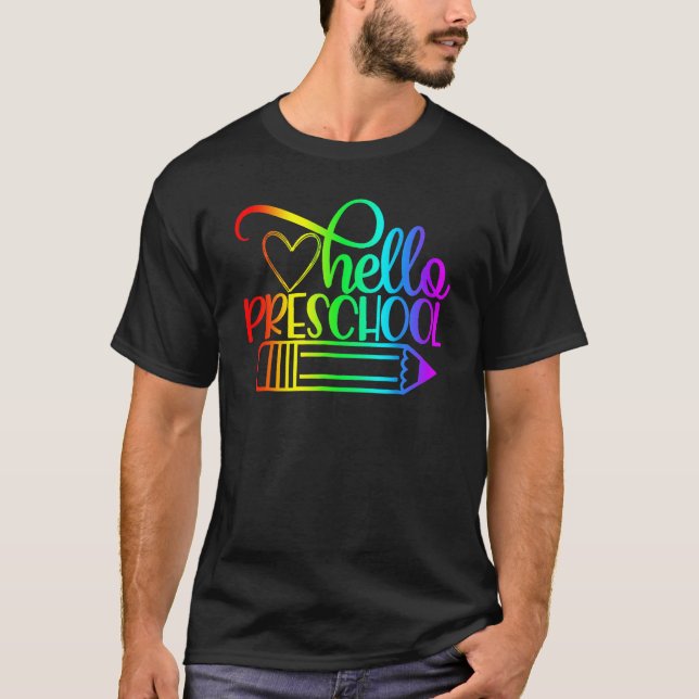 Camiseta Hello Preschool Pencil Back To School Teacher Stud (Anverso)