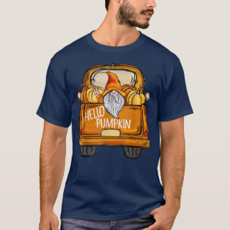 Camiseta Hello Pumpkin Gnome Pumpkin Truck Fall Vibes Thank
