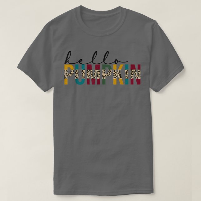Camiseta Hello Pumpkin Leopard Hello Fall Autumn Thanksgivi (Diseño del anverso)