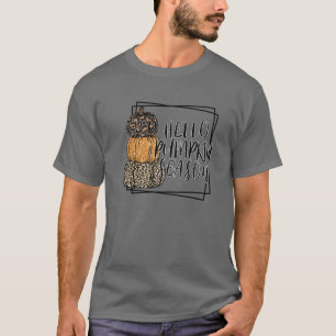 Camiseta Hello Pumpkin Season Leopard Autumn Season Lovers
