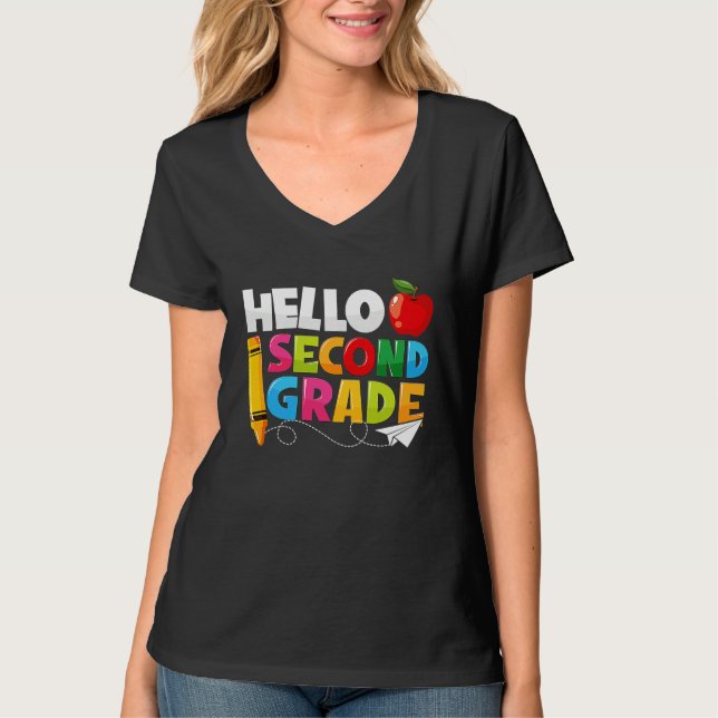 Camiseta Hello Second Grade  2nd Grade Back To School Kids (Anverso)