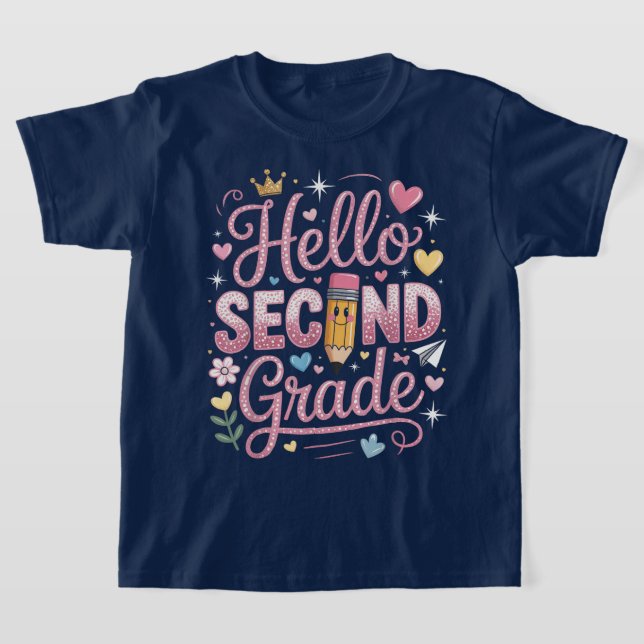 Camiseta Hello Second Grade Coquette Bow Teacher Girl (Distribución)