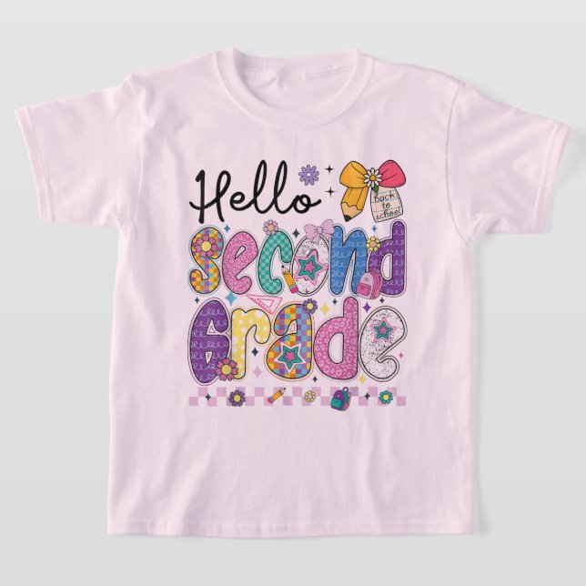 Camiseta Hello Second Grade Coquette Bow Teacher Girl (Distribución)