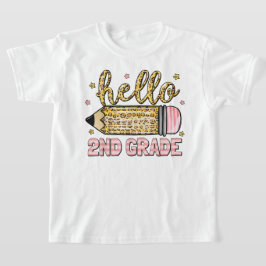 Camiseta Hello Second Grade Coquette Bow Teacher Girl