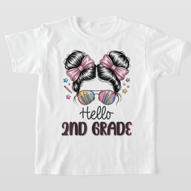 Camiseta Hello Second Grade Coquette Bow Teacher Girl (Distribución)