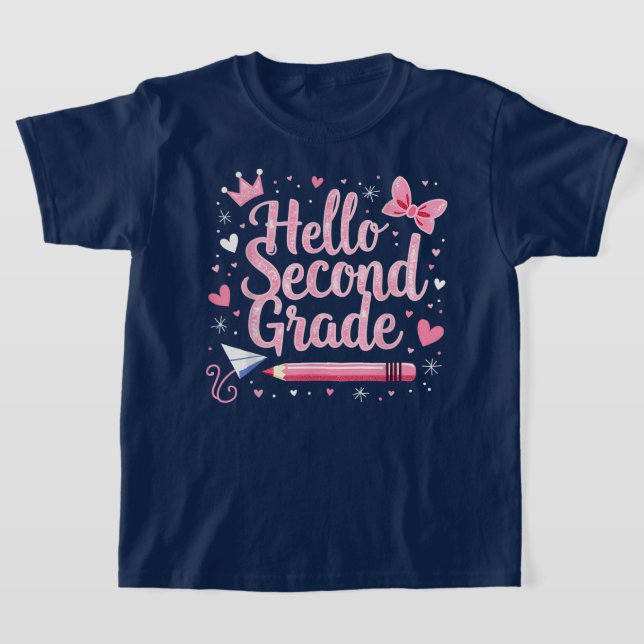 Camiseta Hello Second Grade Coquette Bow Teacher Girl (Distribución)