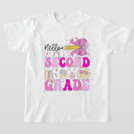 Camiseta Hello Second Grade Coquette Bow Teacher Girl