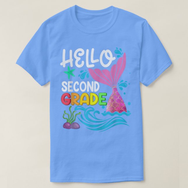 Camiseta Hello Second Grade Mermaid Back To School Teacher  (Diseño del anverso)