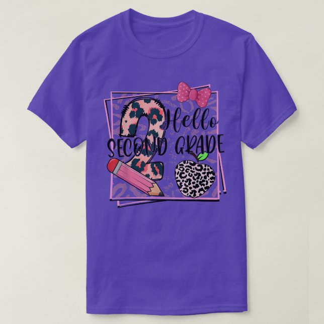 Camiseta Hello Second Grade Pink Leopard 2nd Grade Back To  (Diseño del anverso)