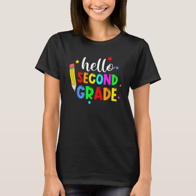 Camiseta Hello Second Grade Welcome Back to School Teacher  (Anverso)