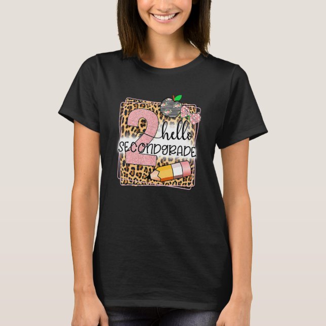 Camiseta Hello Second Grado Leopard Print 2º Grado Back to (Anverso)