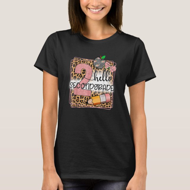 Camiseta Hello Second Grado Leopard Print 2º Grado Back to (Anverso)