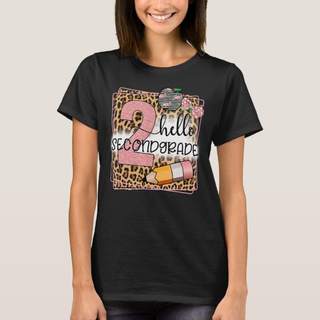 Camiseta Hello Second Grado Leopard Print 2º Grado Back to (Anverso)
