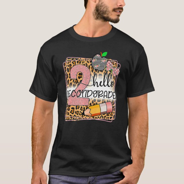 Camiseta Hello Second Grado Leopard Print 2º Grado Back to (Anverso)