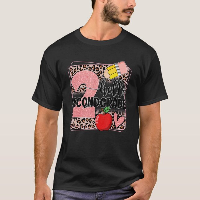 Camiseta Hello Second Grado Leopard Print 2º Grado Back to (Anverso)