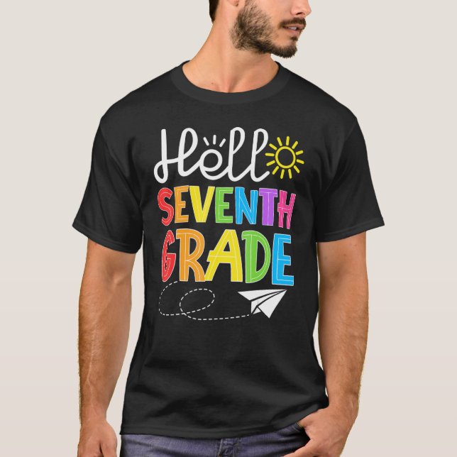 Camiseta Hello Seventh Grade Fun 7Th Grade Backto School    (Anverso)