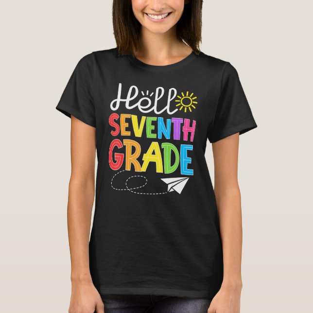 Camiseta Hello Seventh Grade Fun 7Th Grade Backto School    (Anverso)