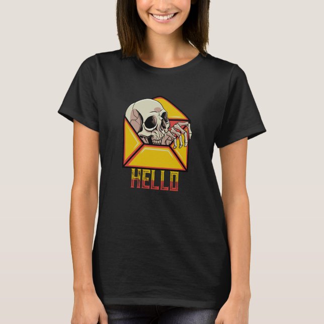 Camiseta Hello Skull Skeleton Mail Postal Service Postman M (Anverso)