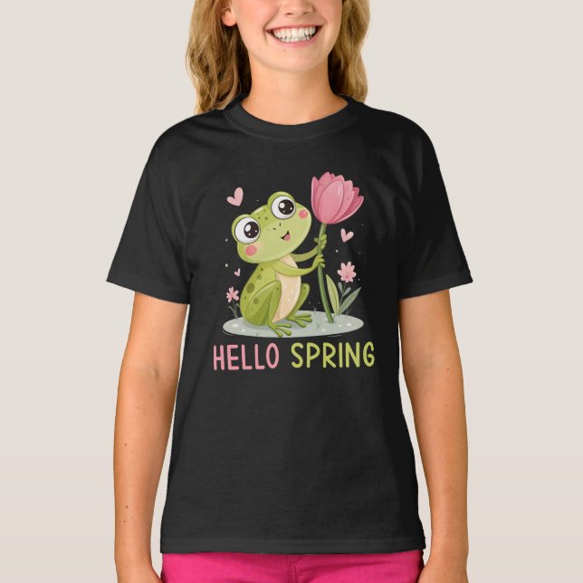 Camiseta Hello Spring Frog, Nature Lover (Anverso)