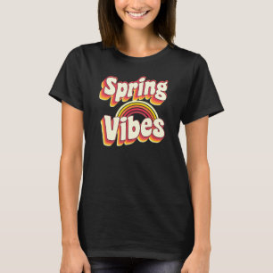 Camiseta Hello Spring Vibes Retro Sunset Rainbow Spring Bre