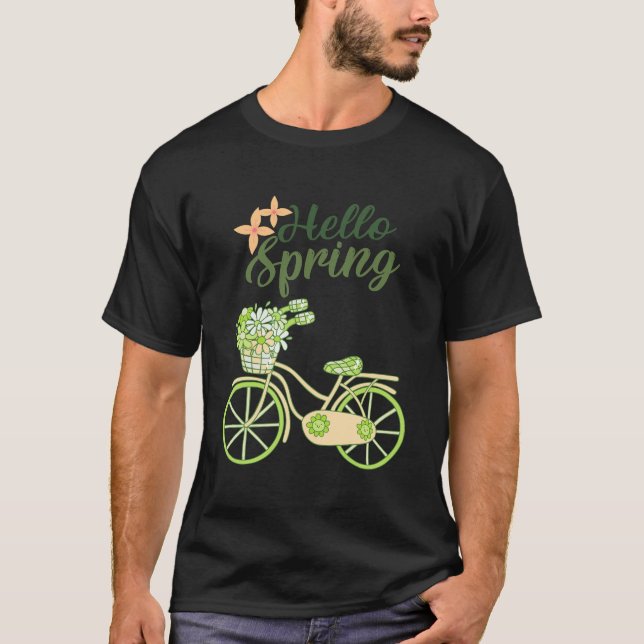 Camiseta Hello Spring Vintage Bicycle Illustration  (Anverso)