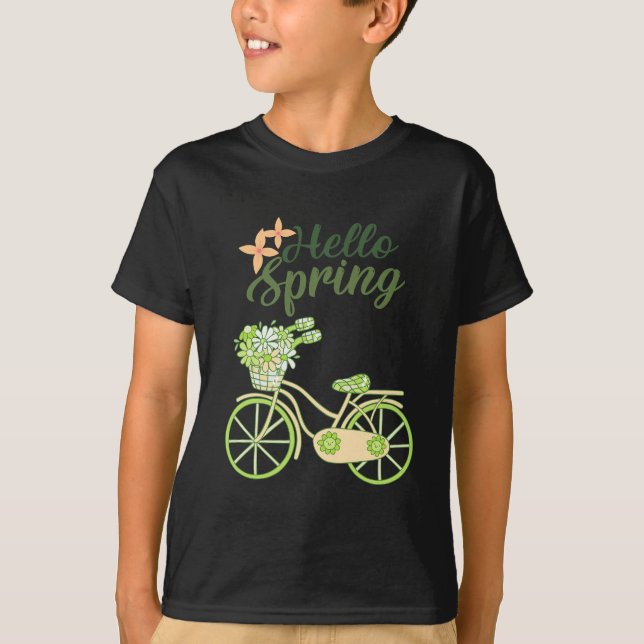 Camiseta Hello Spring Vintage Bicycle Illustration  (Anverso)