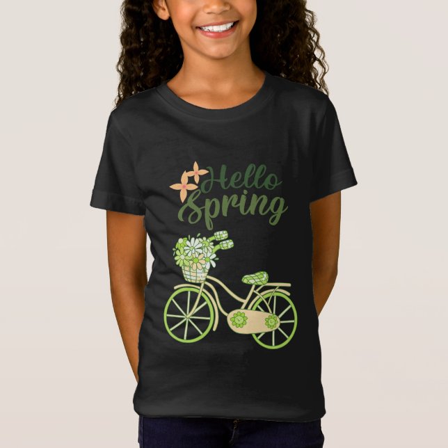 Camiseta Hello Spring Vintage Bicycle Illustration  (Anverso)
