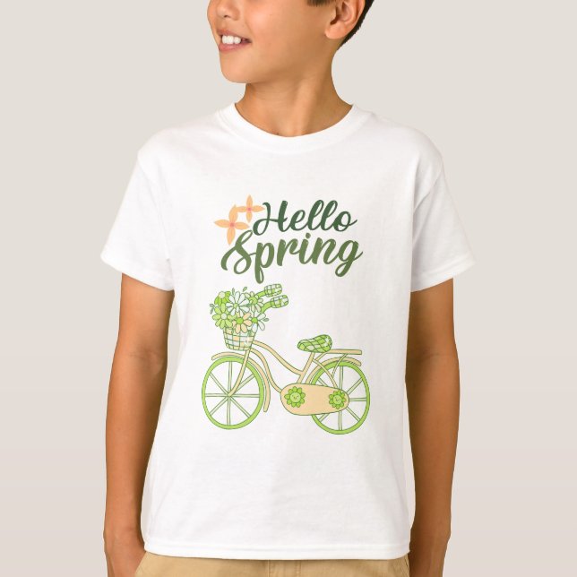 Camiseta Hello Spring Vintage Bicycle Illustration  (Anverso)