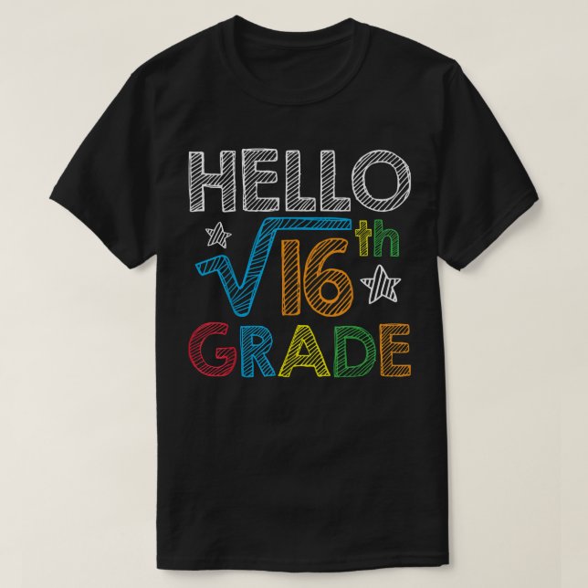 Camiseta Hello Square Root 16 4º Grado De Vuelta A La Math  (Diseño del anverso)