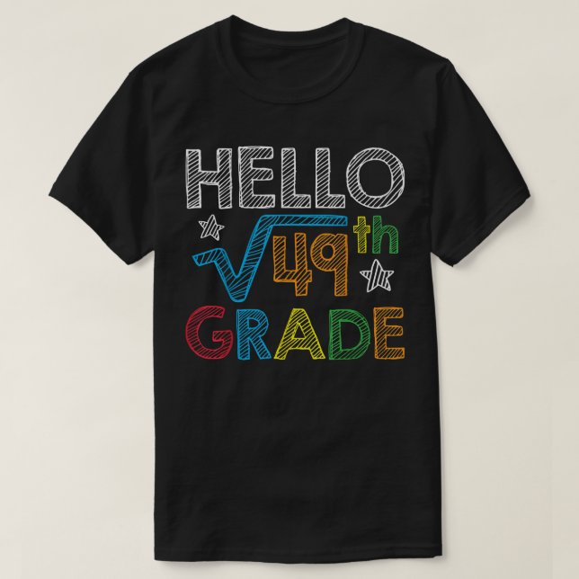 Camiseta Hello Square Root 49 7º Grado De Vuelta A La Math  (Diseño del anverso)