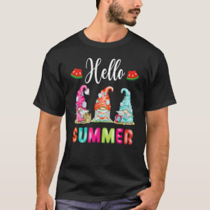 Camiseta Hello Summer Colorful Gnome Beach Vacay Summertime