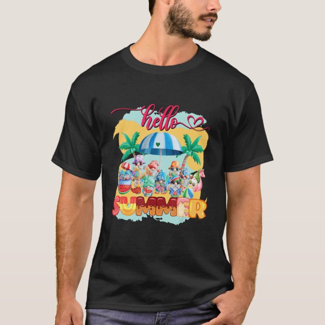 Camiseta Hello Summer Colorful Gnome Summertime (Anverso)