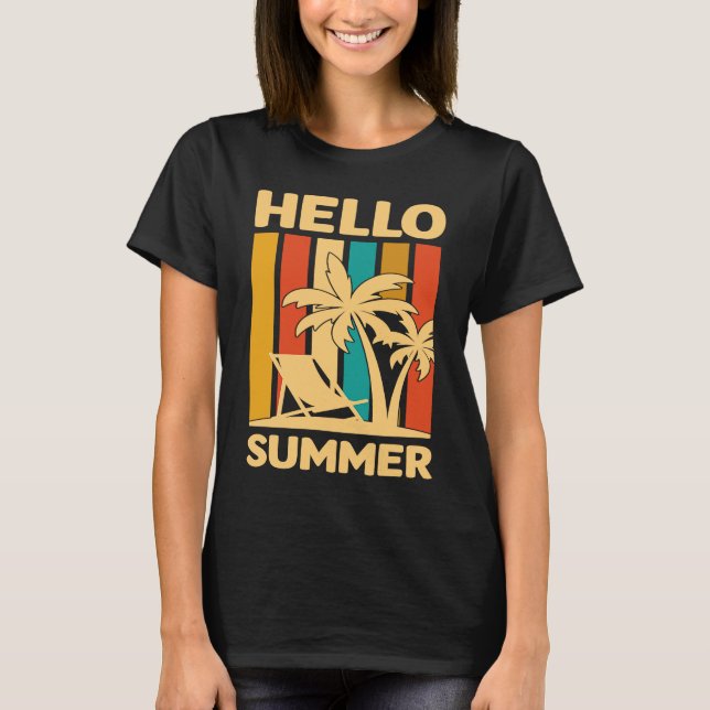 Camiseta Hello Summer Feeling Tropical Beach Summer Vacatio (Anverso)
