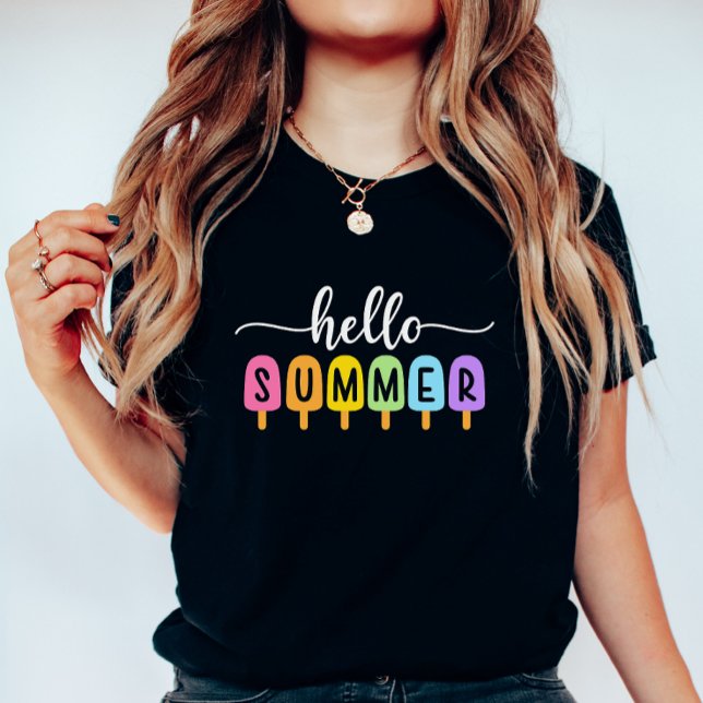 Camiseta Hello Summer Ice Pop; Bright & Fun Seasonal Women (Subido por el creador)