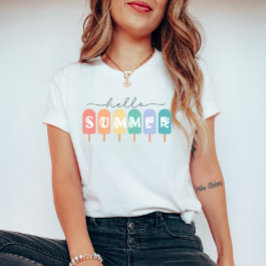 Camiseta Hello Summer Popsicle Colorful