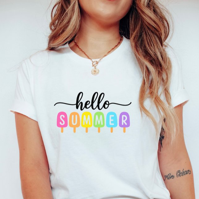 Camiseta Hello Summer Popsicle; Colorful Seasonal Teens (Subido por el creador)