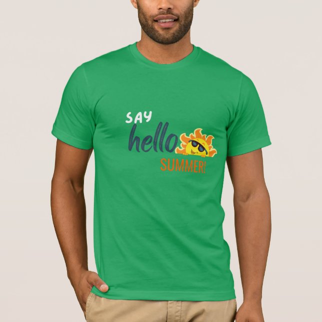Camiseta Hello Summer T-Shirt – Modern Graphic Tee for Beac (Anverso)