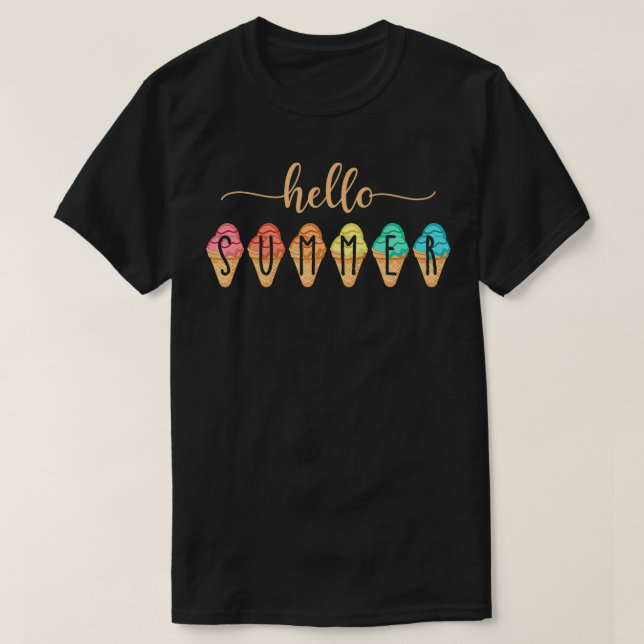 Camiseta Hello Summer Vacation Ice Cream Cone Lover Present (Diseño del anverso)