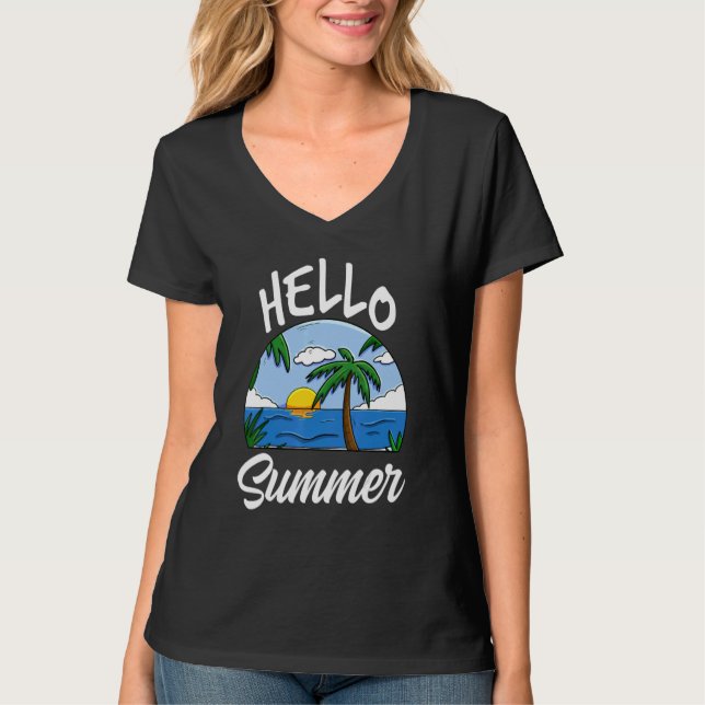Camiseta Hello Summer  Women Beach Adventures Love Sunrise  (Anverso)