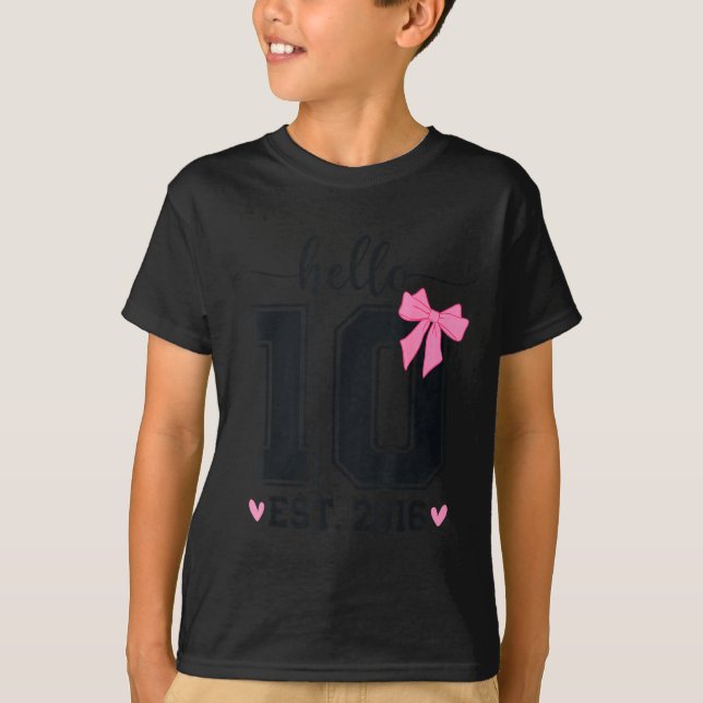 Camiseta Hello Ten Est 2016 10th Birthday Coquette Bow 10 Y (Anverso)