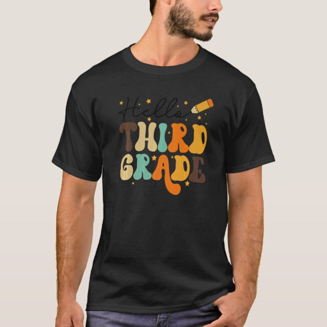 CAMISETA HELLO THIRD GRADE TEACHER KIDS BACK TO SCHOOL RETR (Anverso)