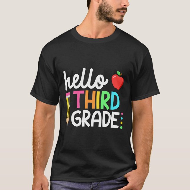 Camiseta Hello Third Grade Team 3rd Grade Byck To School Te (Anverso)